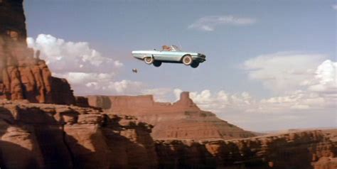 thelma and louise going over the cliff|Show with car going over cliff into the (actual) Grand。